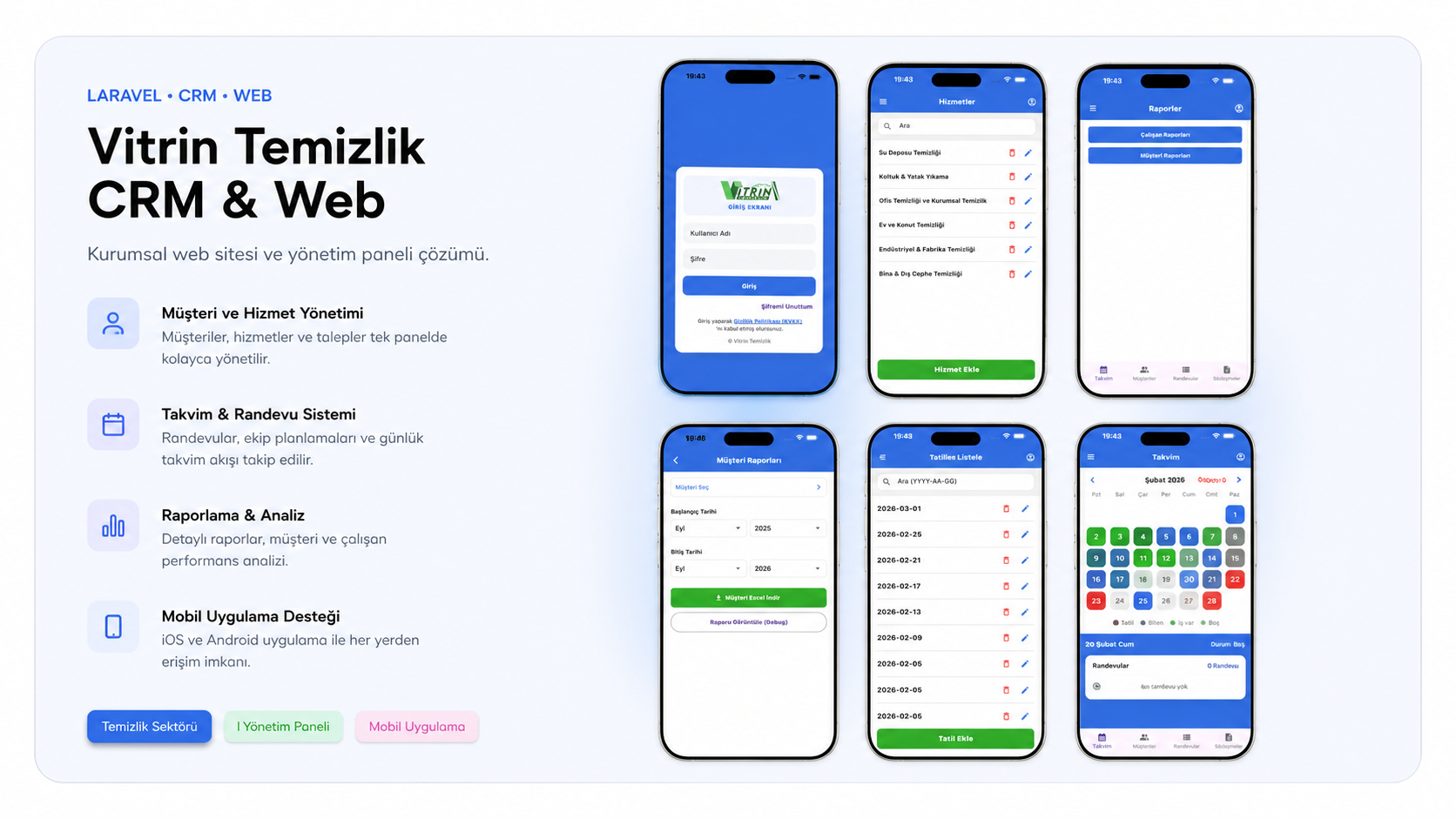 Vitrin Temizlik CRM & Mobil Uygulama